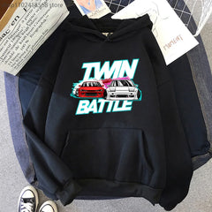 Japanese Car Print Men Hoodies Streetwear