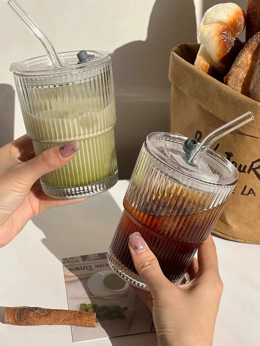 Lid and Straw Ice Coffee Mug Tea Cup Juice Glass Milk Water Cup Drinkware