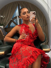 Amleia Ruffle Floral Midi Dress