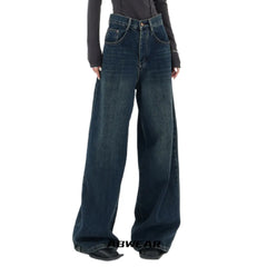 Retro Dark Wide Leg Baggy Jeans Y2k Autumn New Loose Vintage Straight Large Streetwear