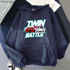 Japanese Car Print Men Hoodies Streetwear