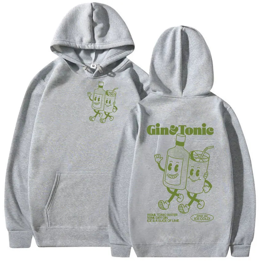 2024 Cute Gin Tonic Cartoon Hoodie Casual Fashion