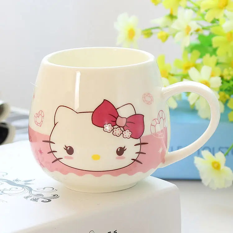 Cute Doraemon Hello Kitty Mug Ceramic Cup Fat Belly Cup Lovers Cup Creative Cartoon Bulb