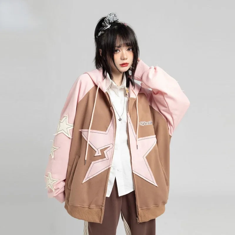 Japanese Y2k Hoodie Women Preppy Style Kawaii Hoodies Cute Streetwear Vintage