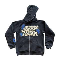 Men Punk Style Hoodie Zipper Hooded Foam Print Winter