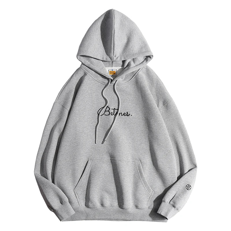 Korean Letter Hoodie Men's Streetwear High-Quality Pullover