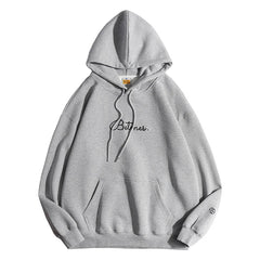 Korean Letter Hoodie Men's Streetwear High-Quality Pullover
