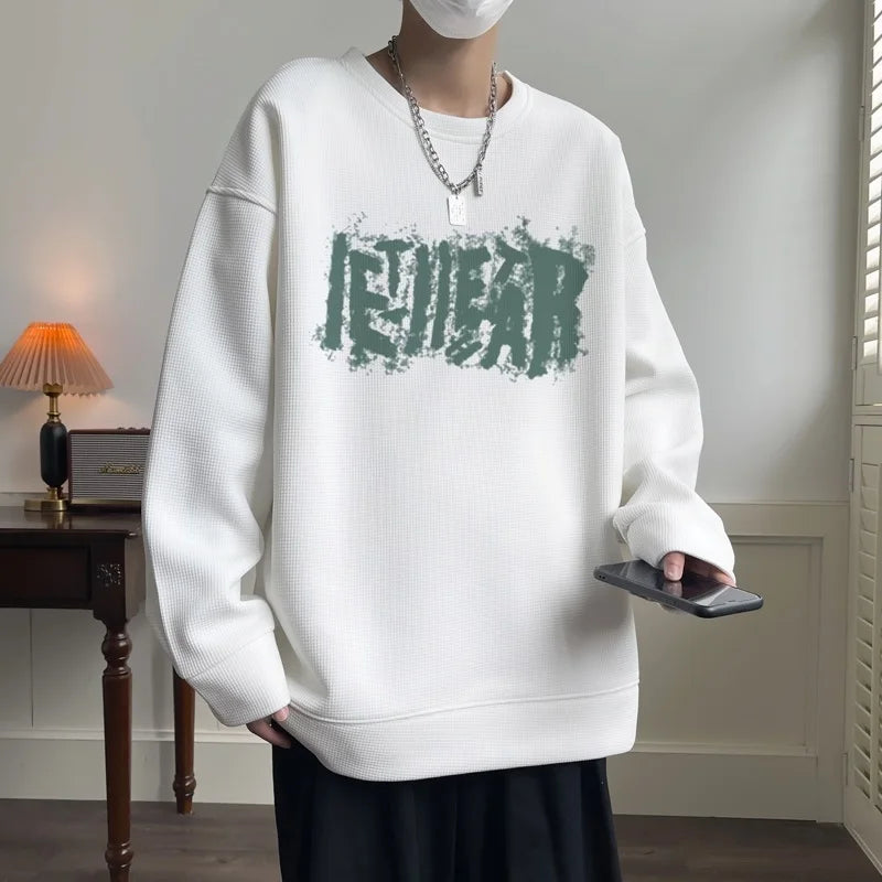 Autumn New Harajuku Sweatshirts Streetwear Letter Graphic Round Neck Korean Crewneck Hoodie