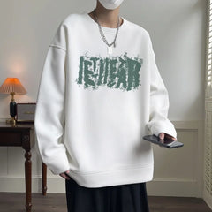 Autumn New Harajuku Sweatshirts Streetwear Letter Graphic Round Neck Korean Crewneck Hoodie