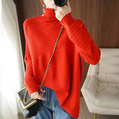 Sweater Turtleneck Cashmere Sweater Women Knitted Pullover Fashion Keep Warm  Loose Tops