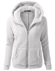 Hoodie Zip-up Women Casual  Zipper Coat Solid Soft