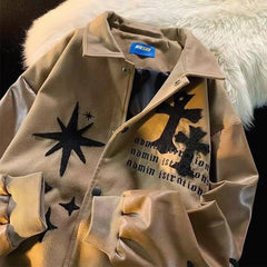 Men Print Baseball Uniform Street Fashion Jacket Coat