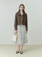 Short Jackets Retro Brown Front Shoulder Leather Coats Full Sleeve Single Breasted Jacke