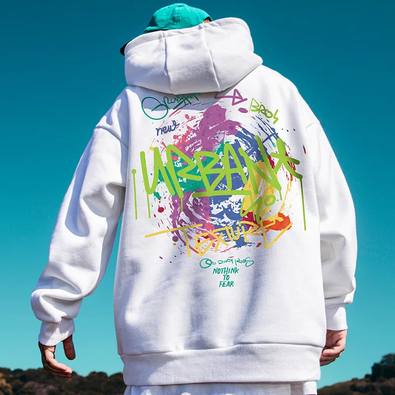 Autumn Graffiti Letter Printed Pullovers Hip Hop Hoodies For Men