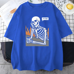 Men's Street Hip Hop Casual Skeletons T-Shirts