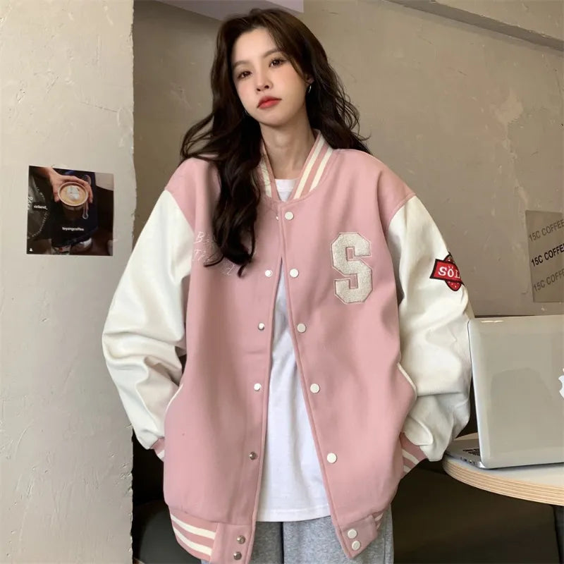 Y2K Streetwear Bomber Jacket Oversized Varsity Harajuku Korean Fashion!