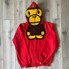 Y2k Zipper Hoodie Hip Hop Oversized Cartoon Print Hoodie