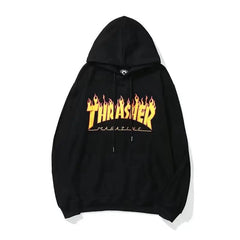 Y2K Harajuku Flame Print Hoodie Street Oversized Fashion for Women