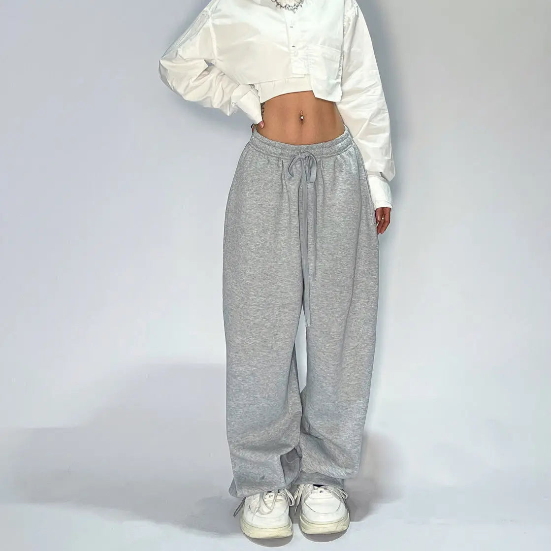 Kpop Y2K Gray Baggy Jogging Sweatpants for Women