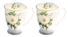Coffee mugs porcelain floral painting vintage countryside