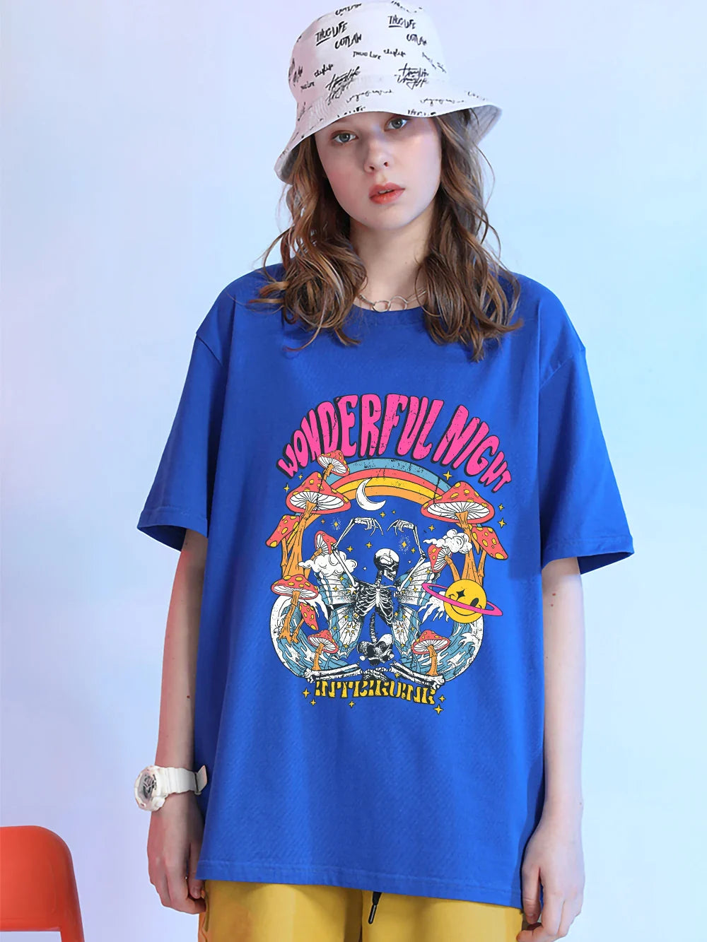 Skull Mushrooms Print Tee