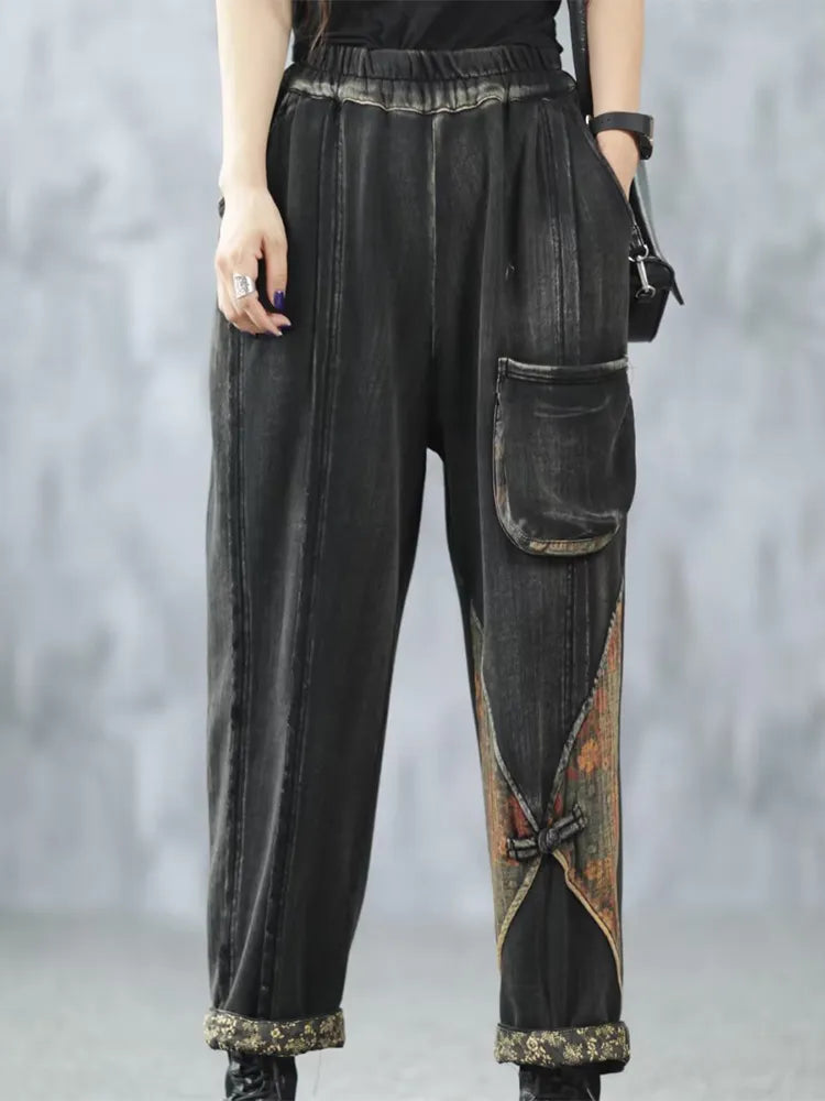 Chinese Designer Autumn Fashion Vintage Pants Women Loose Casual