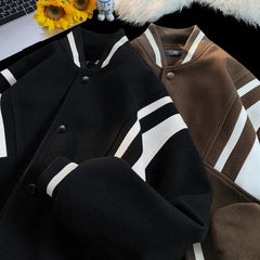 Bomber Jackets Heavyweight Hip Hop Patchwork Baseball Collar Jacket Baseball Uniform