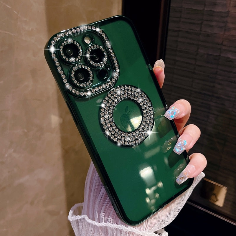 Deluxe Bling Diamond Phone Case for iPhone Transparent Soft Silicone