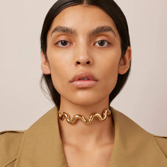 Feeling The Wave Gold Choker Necklace