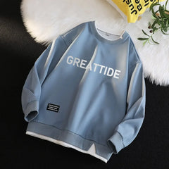 Sweatshirts for Men Round Neck Hip Hop Streetwear Long Sleeve Casual