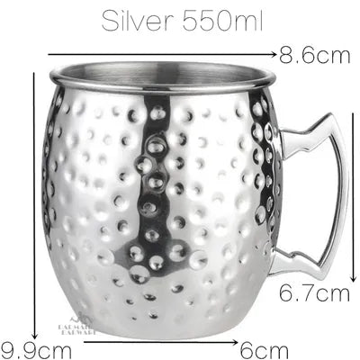 1pcs 550ml 18 Ounces Moscow Mule Mug Stainless Steel Hammered Copper Plated Beer