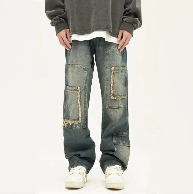 Print Men's Jeans: High Street, Low Waist, Funny Pants