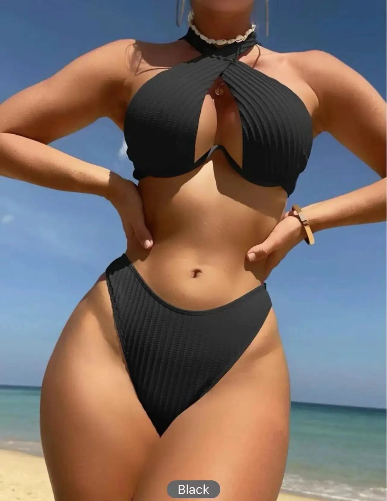 2024 New Sexy Halter Cross Bikini Set Swimwear Women