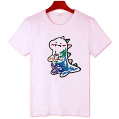 Cute Dinosaur Graffiti T-shirt Men Casual Summer