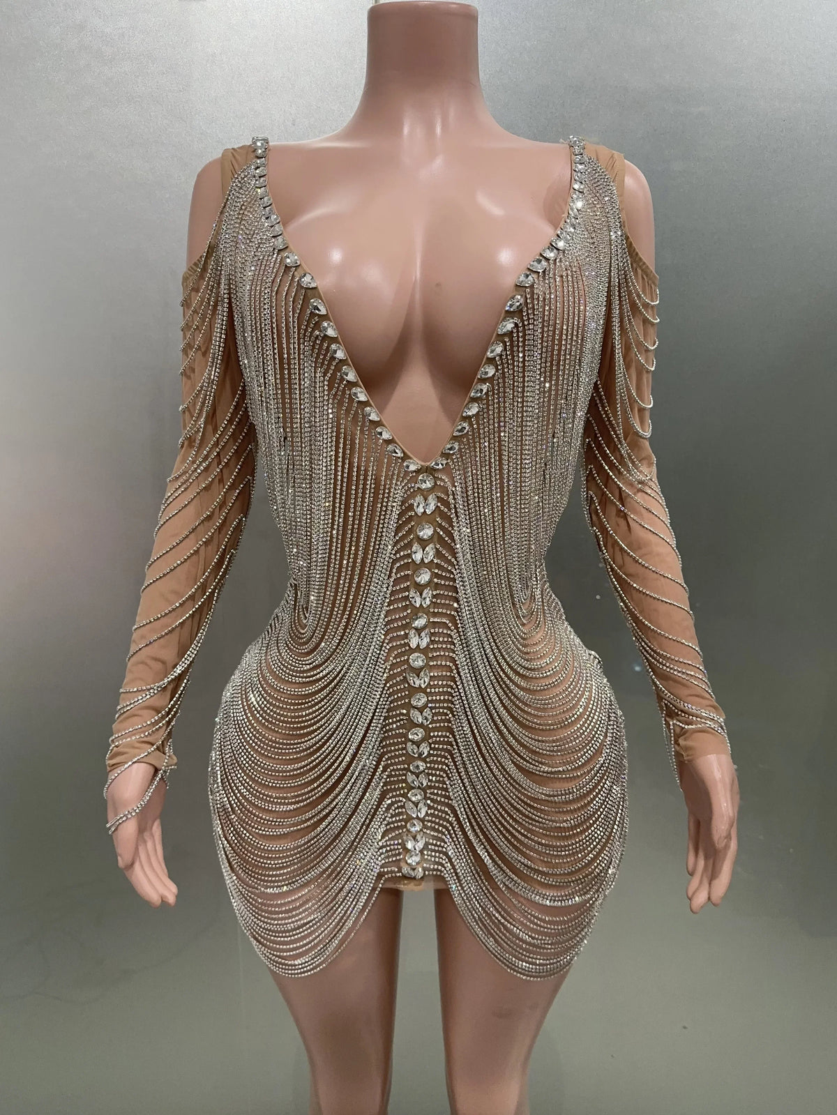 Luxury Tassels Chain Mini Dress