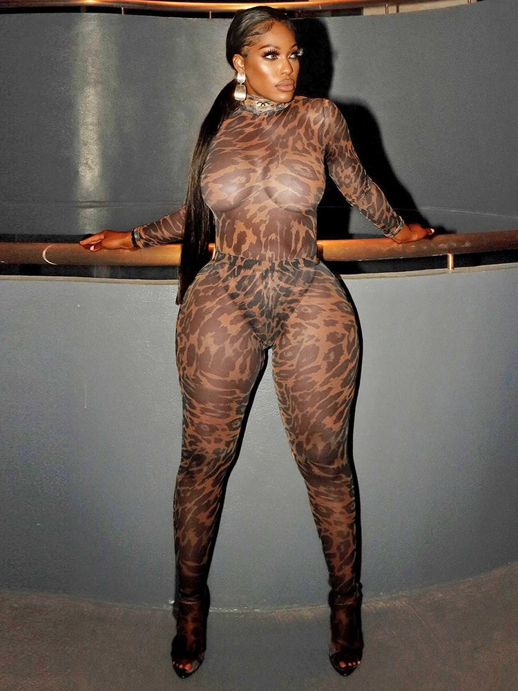 Amy Leopard Turtleneck Pants Set