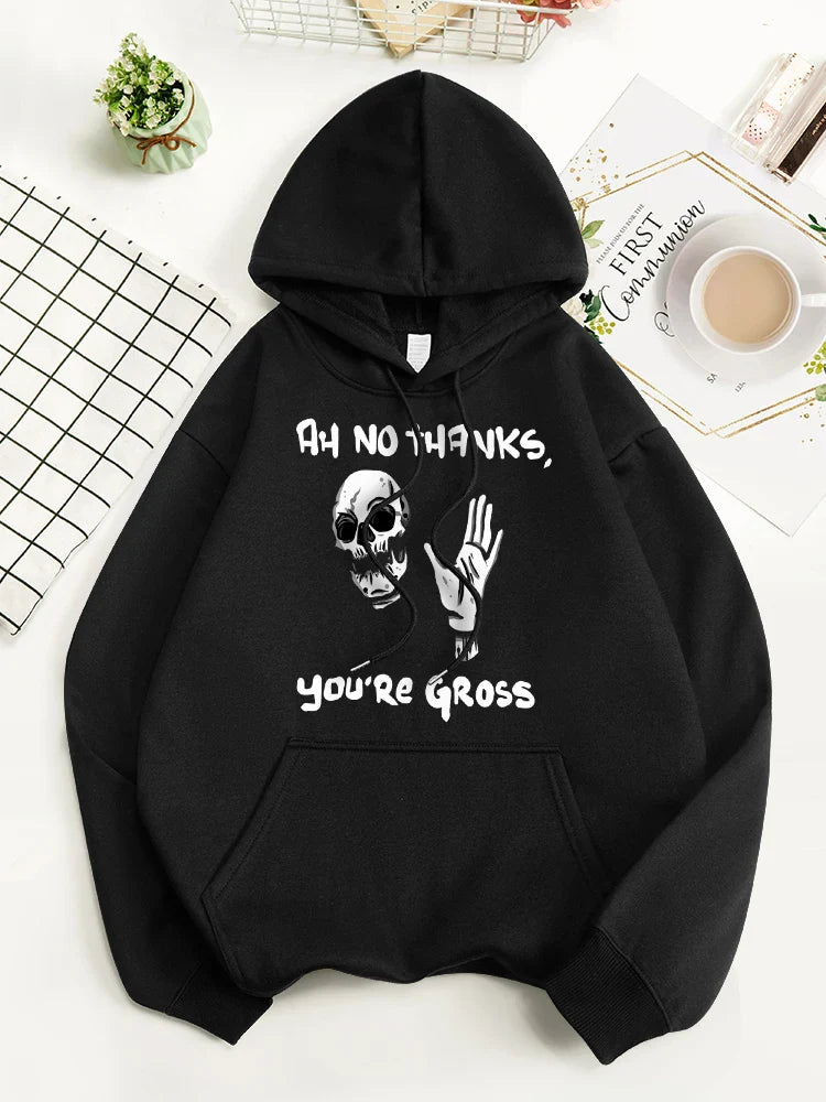 Skeleton Ah No Thanks You're Gross Men Hoodie Hip Hop Casual