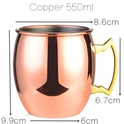 1pcs 550ml 18 Ounces Moscow Mule Mug Stainless Steel Hammered Copper Plated Beer