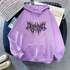 Y2K Print Hoodie Women Gothic Tops