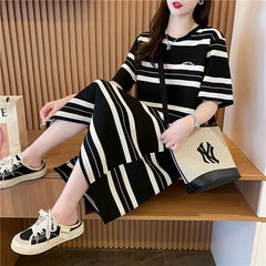 Striped Casual Dresses Female Clothing 2024