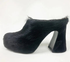 Elevate Me Fur Mule Heels