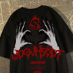 Bone Hand Printed Graphic T-shirt Men Streetwear