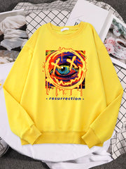Colorful Eye Illustration With Melting Happy Face Print Men Sweatshirt Pullover Fashion