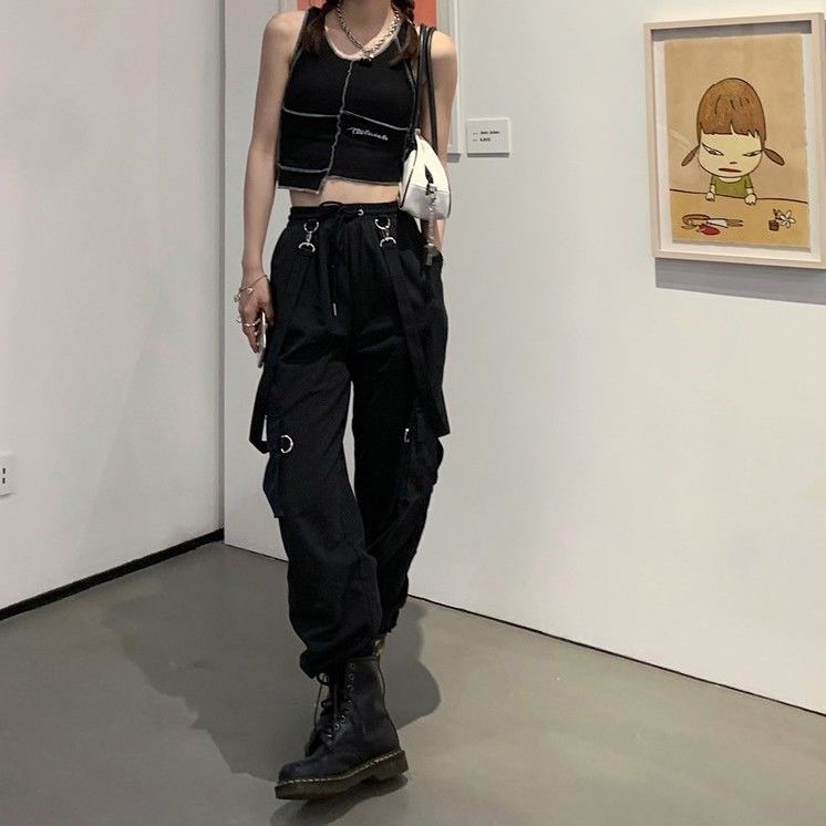 Chic Harajuku Cargo Pants Oversized Goth Streetwear for Women