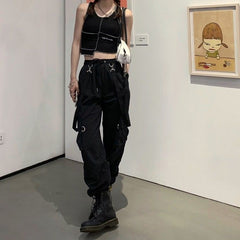Chic Harajuku Cargo Pants Oversized Goth Streetwear for Women