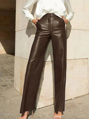 Leather Pants Women High Waist Fleece Lined Winter Pants