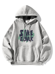 Letter Print Fleece Hoodies Men's Hip Hop Streetwear