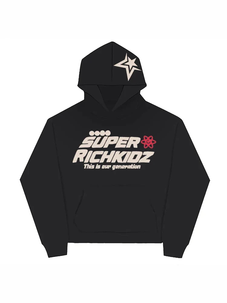 Men Casual Hoodies Pullovers Winter Letter Tops Streetwear Clothing Thick