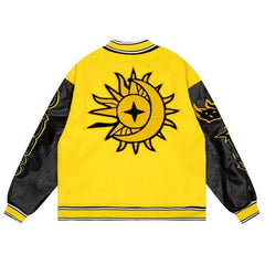 Men Hip Hop Embroidered Bomber Jacket with Varsity Baseball Outwear Style