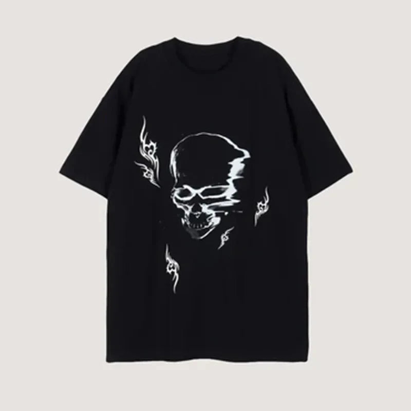 Hip-Hop Fashion Streetwear Gothic Vintage American Style Skull Print Men